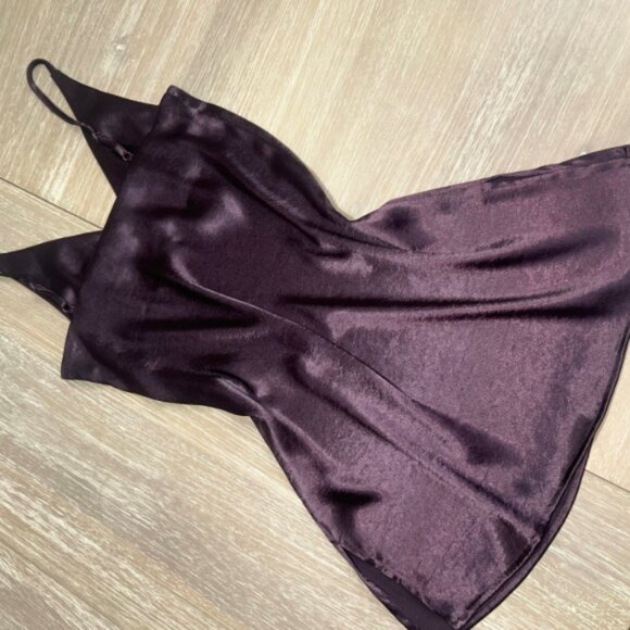 NWT Olivaceous Burgundy Purple Wine Satin Slip Dress Spaghetti Strap Small - Picture 7 of 14